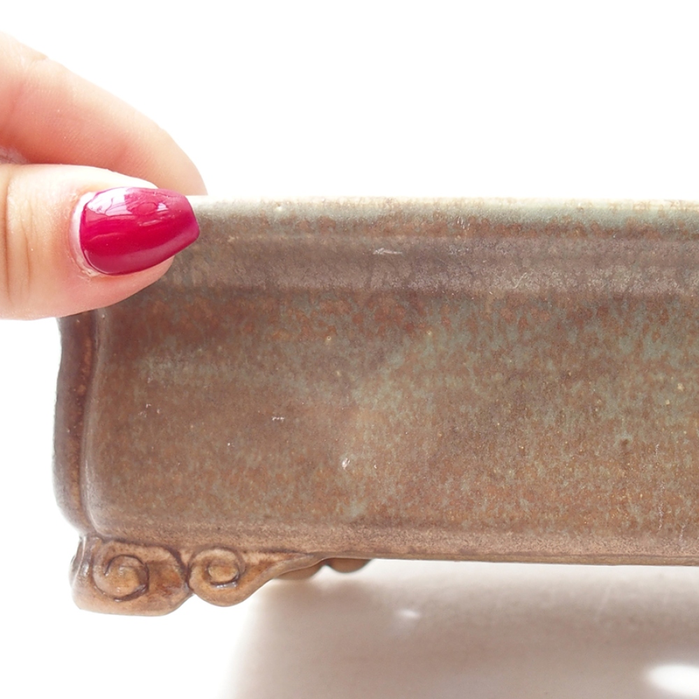 kerámia bonsai tál 19,5 x 16,5 x 6 cm, zöld