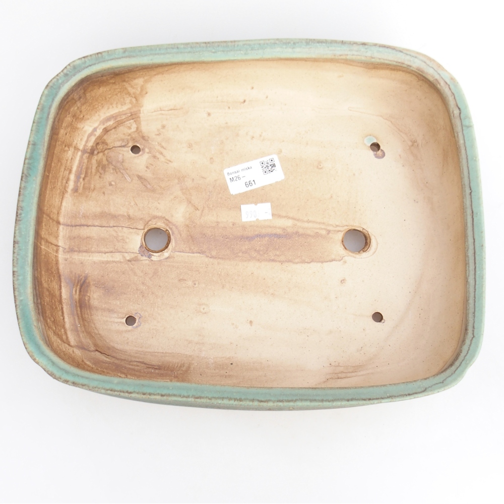 kerámia bonsai tál 29,5 x 24 x 7 cm, zöld