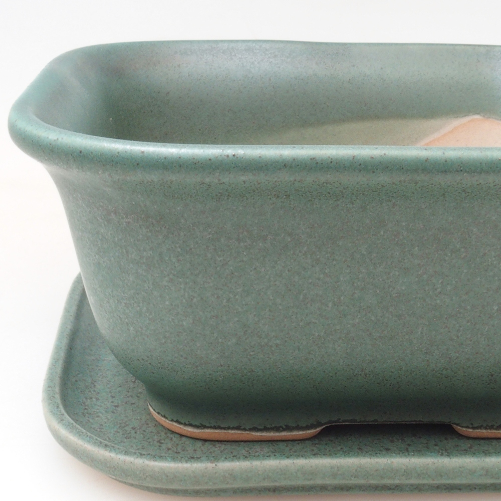 Bonsai tál + csészealj H37 - 14,5x13x6,5 cm. - zöld