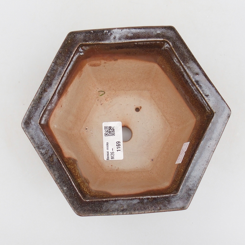 kerámia bonsai tál 18 x 16 x 9 cm, barna-zöld színben