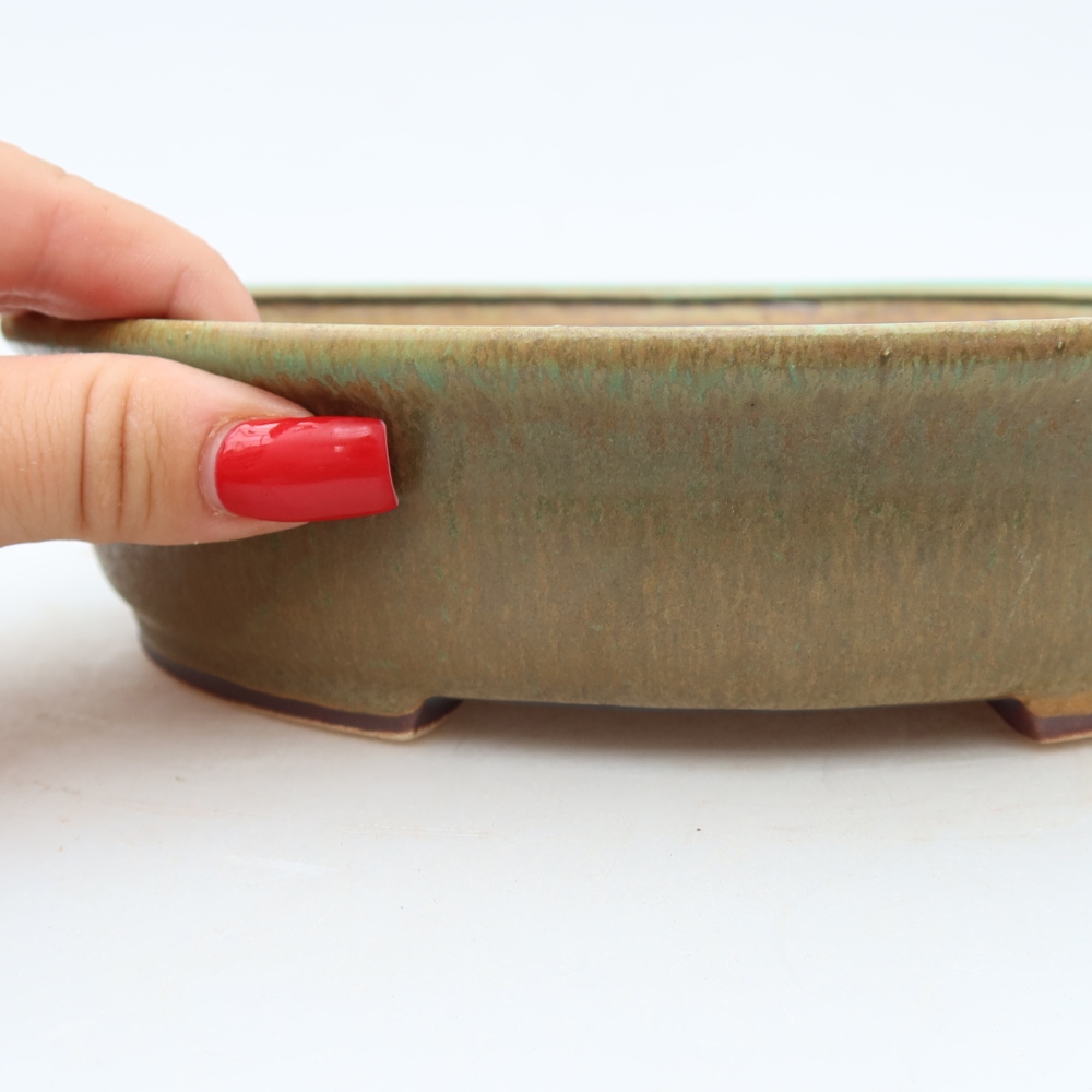Kerámia bonsai-tál 21 x 19,5 x 5 cm, zöld színű
