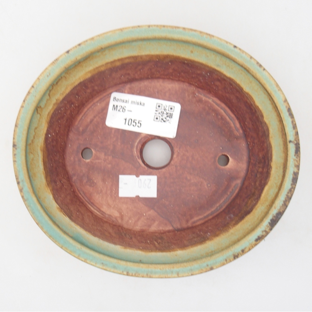 Kerámia bonsai tál 14,5 x 12,5 x 4 cm, zöld