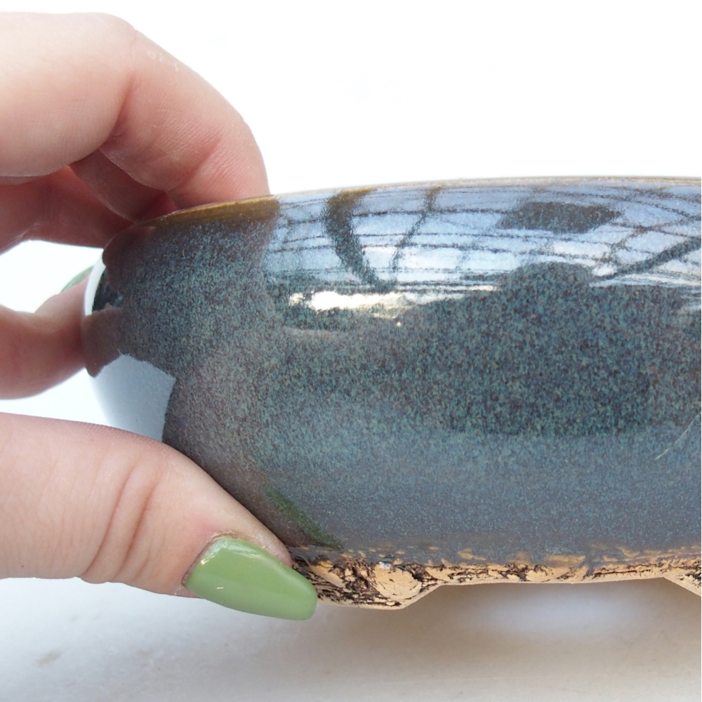 kerámia bonsai tál 15 x 15 x 5,5 cm, kék-szürke