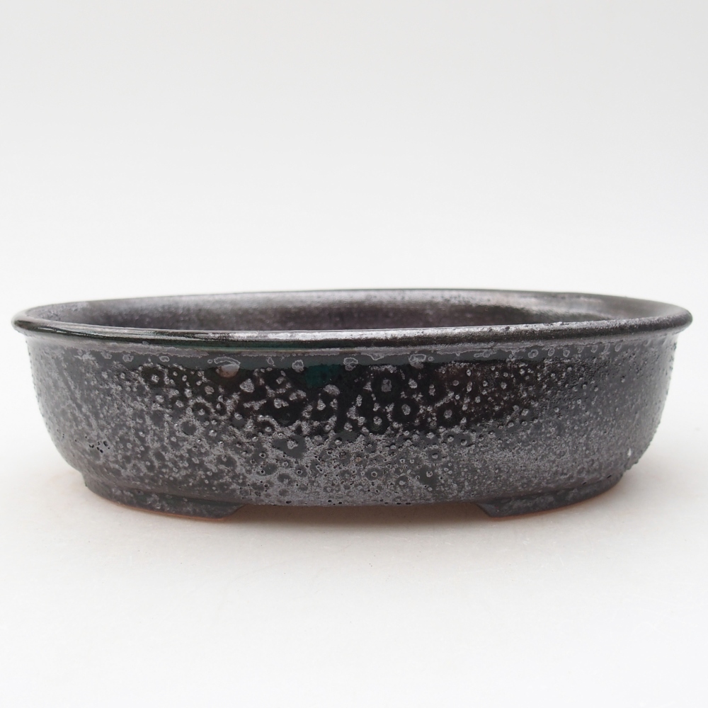 kerámia bonsai tál 19 x 14,5 x 4,5 cm, metál zöld