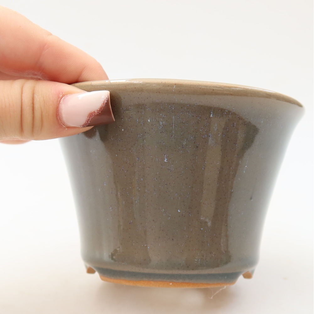 Kerámia bonsai tál, 11 x 11 x 7 cm, szürke színű