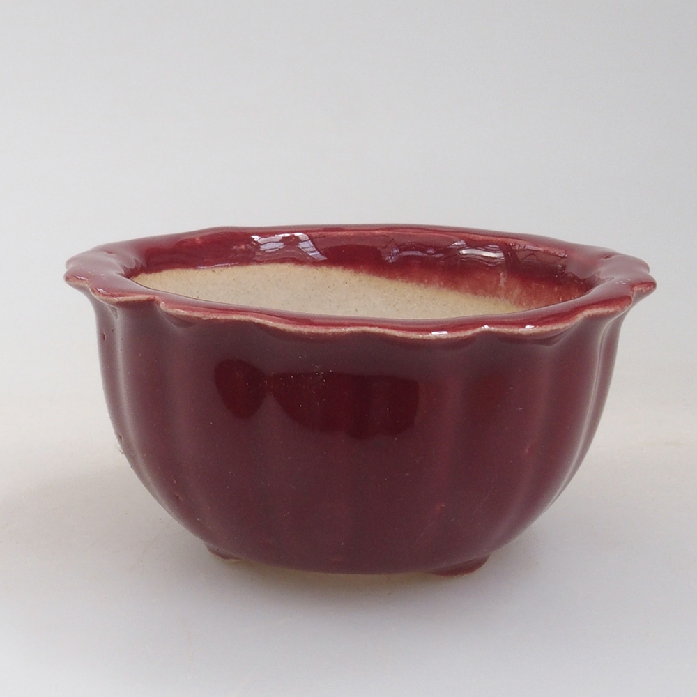 Mini bonsai tál 6,5 x 6,5 x 3,5 cm, bordó színű