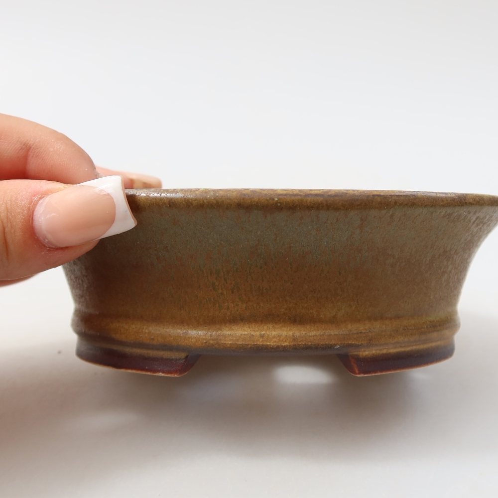 Kerámia bonsai-tál 12,5 x 11,5 x 4 cm, zöld színű