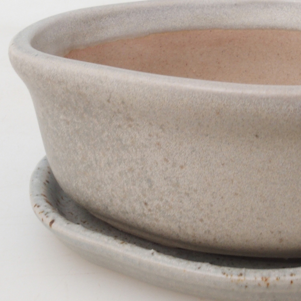 Bonsai tál + csészealj H05 - 11 x 8 x 4 cm. - bézs színű