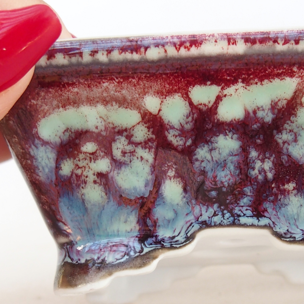 Mini bonsai tál 8,5 x 7,5 x 4 cm, bordó színben