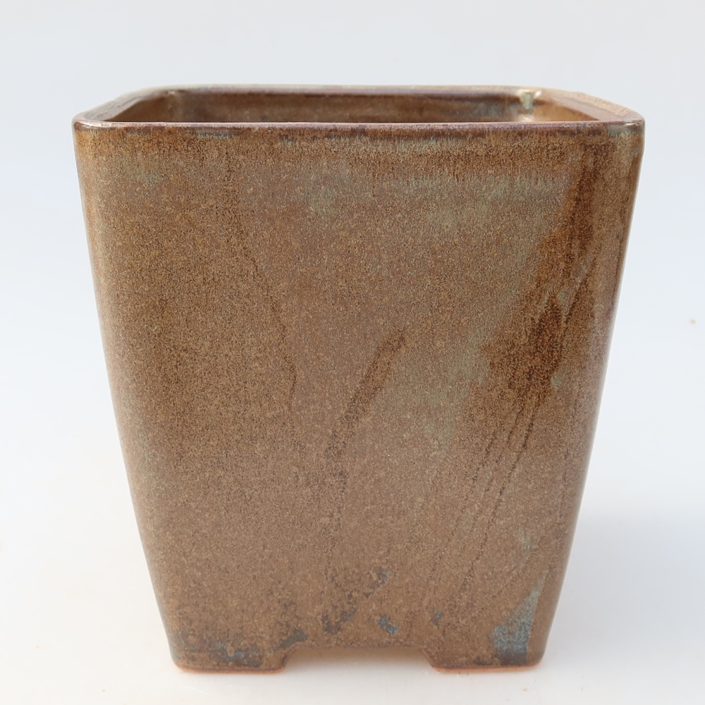 Kerámia bonsai-tál, 13,5 x 13,5 x 15 cm, barna színű