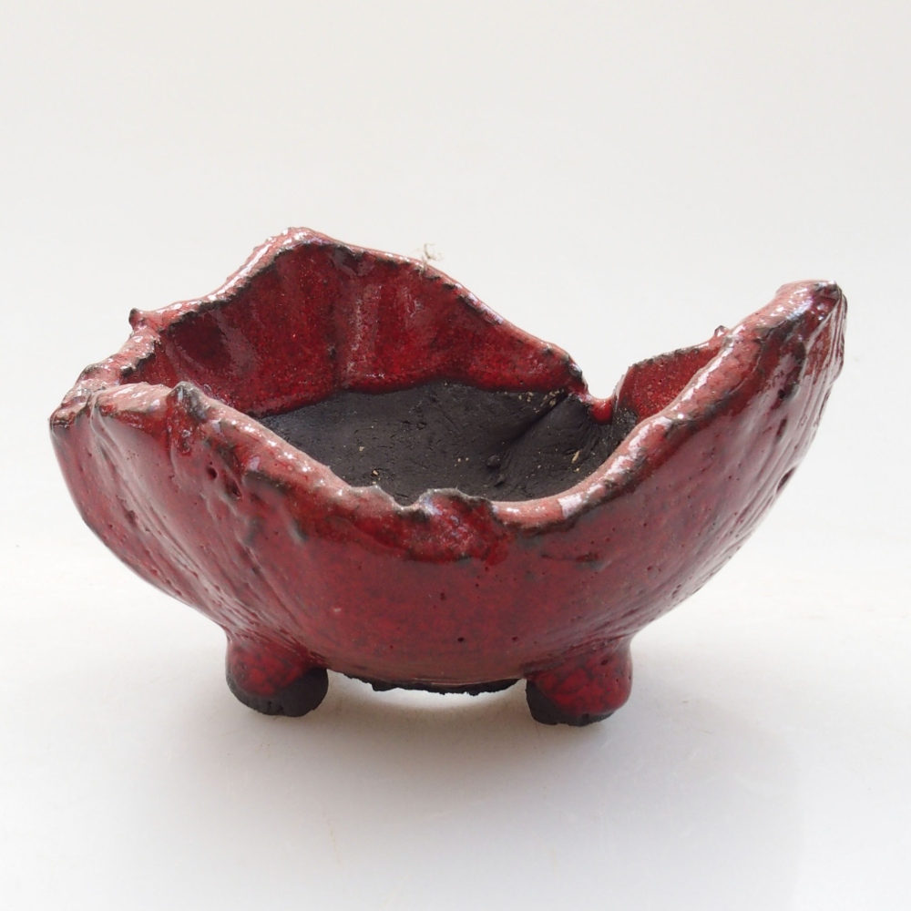 Kerámia kagyló 8 x 7,5 x 5 cm , piros színű