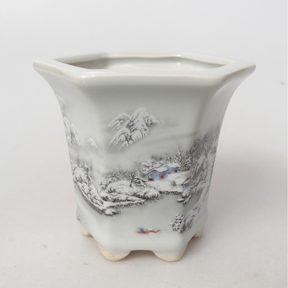 kerámia bonsai tál 10 x 9 x 9 cm, fehér színben