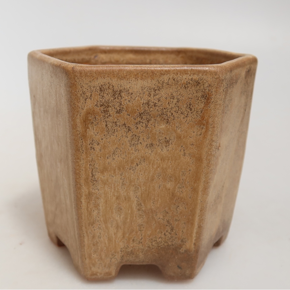 Kerámia bonsai tál, 9 x 8,5 x 8 cm, bézs színű