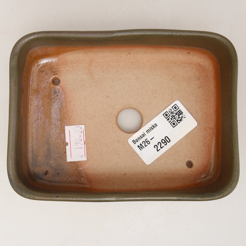 Kerámia bonsai tál, 13 x 9,5 x 3,5 cm, zöld színű