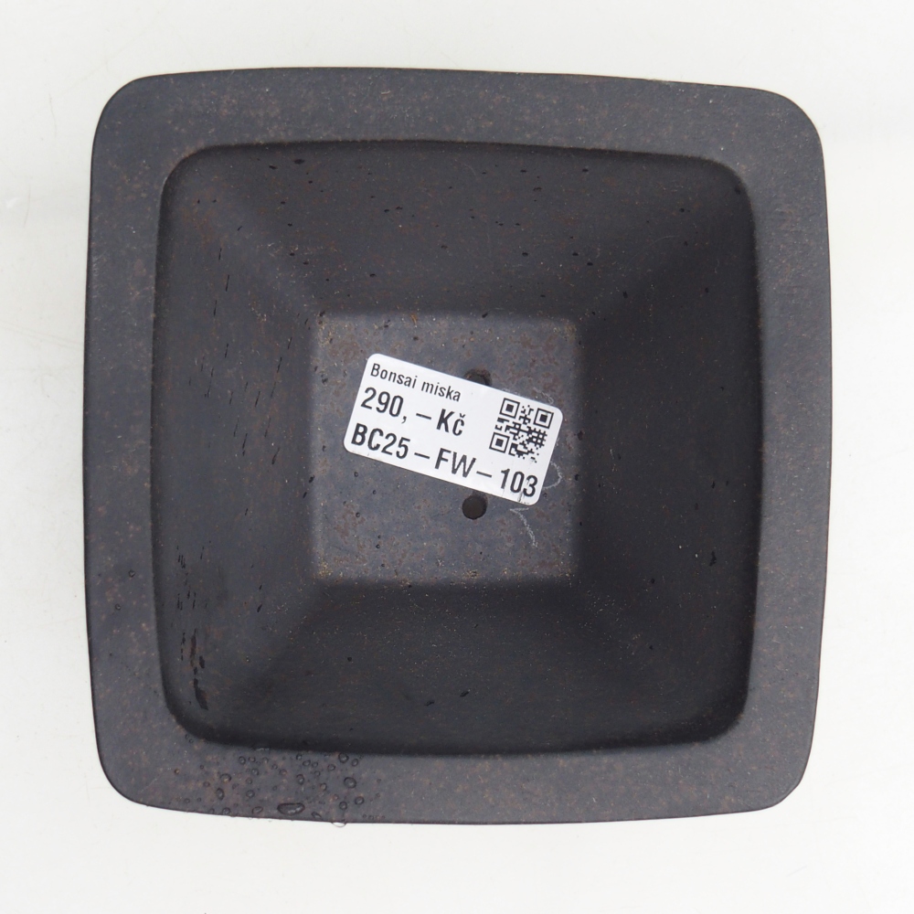 kerámia bonsai tál 12 x 12 x 7 cm, színe barnás okkersárga