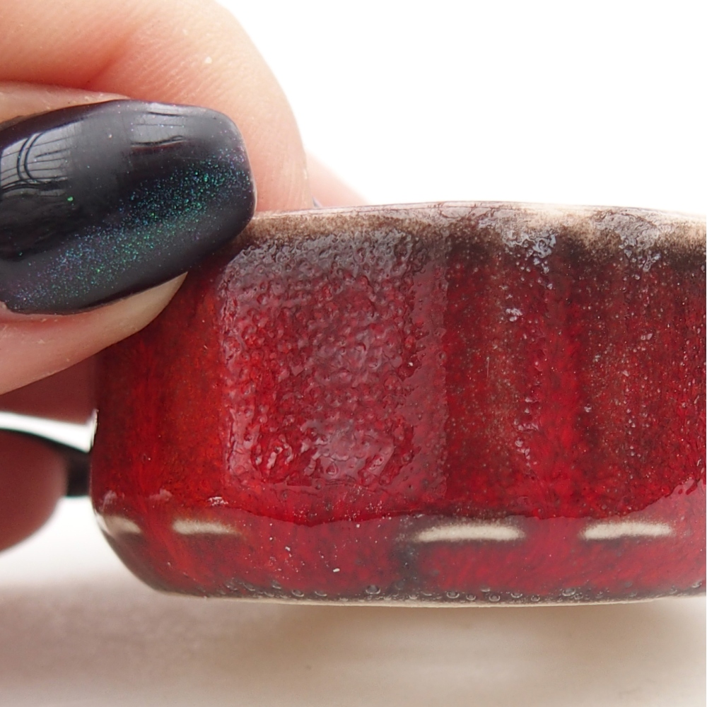 Mini bonsai tál 4,5 x 4,5 x 2 cm, piros színben