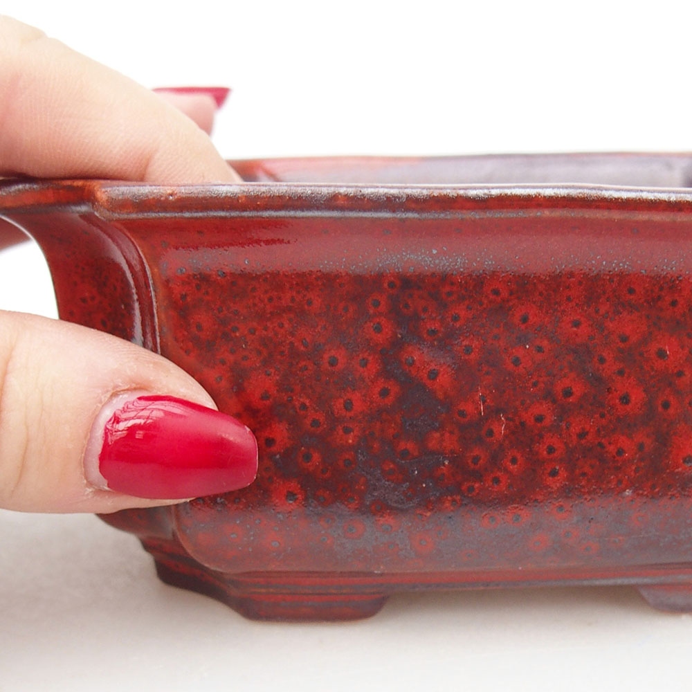 kerámia bonsai tál 12,5 x 9 x 5,5 cm, piros színben