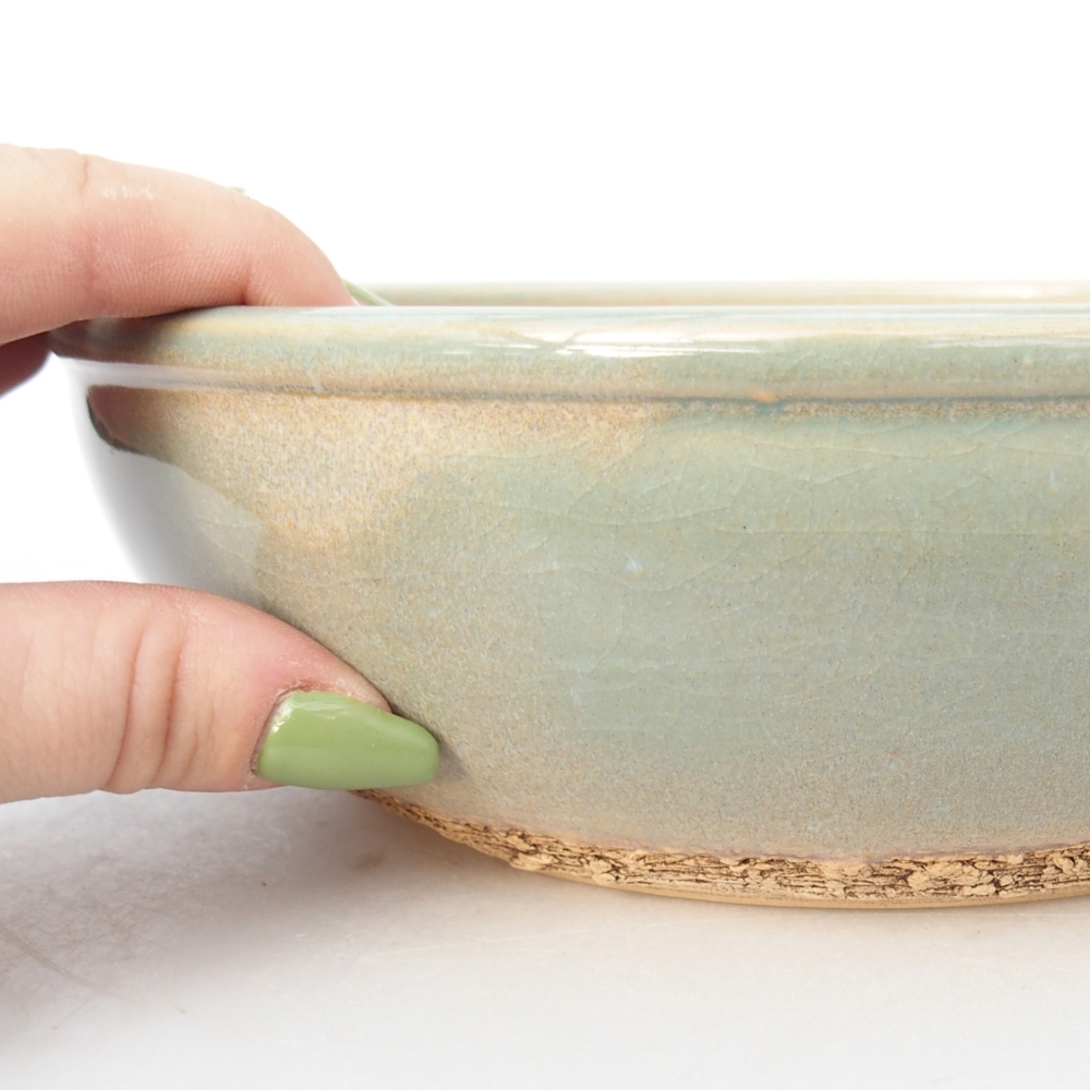 bonsai kerámia tál 20 x 20 x 6 cm, zöld