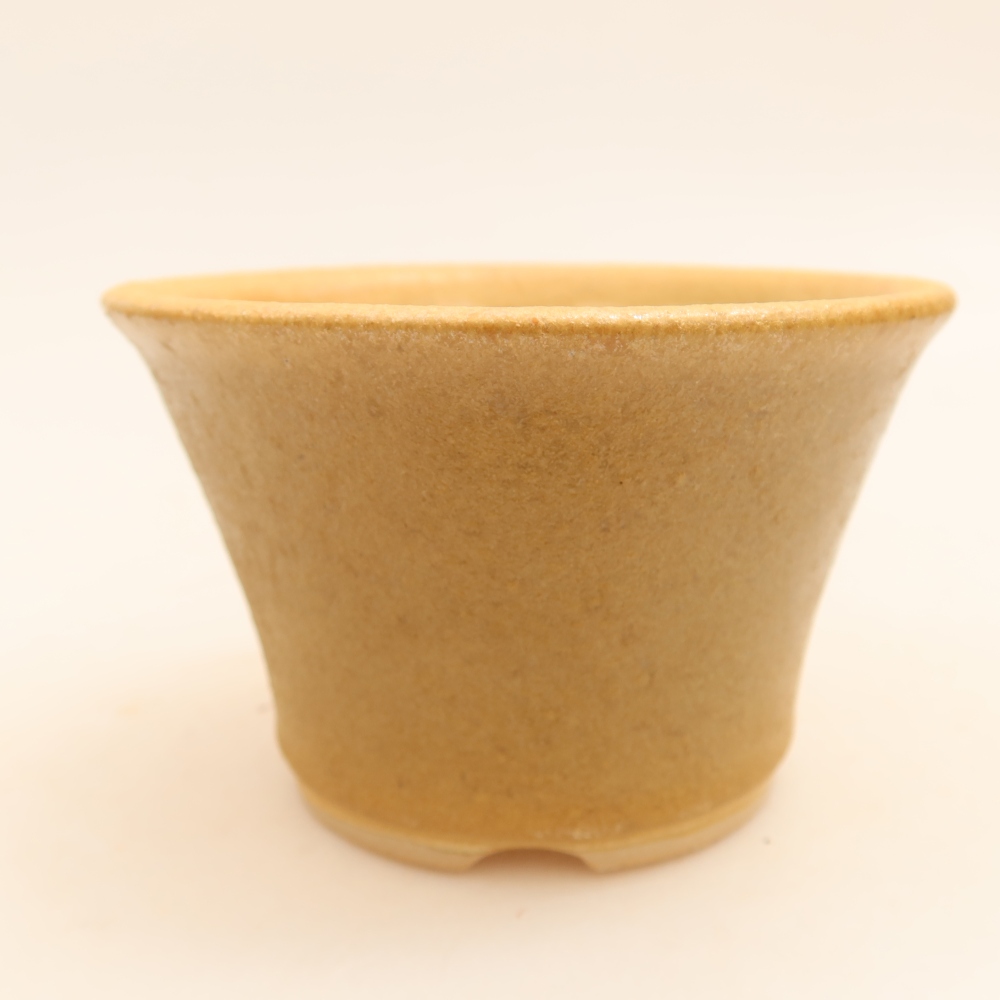 Kerámia bonsai tál, 11 x 11 x 7 cm, bézs színű
