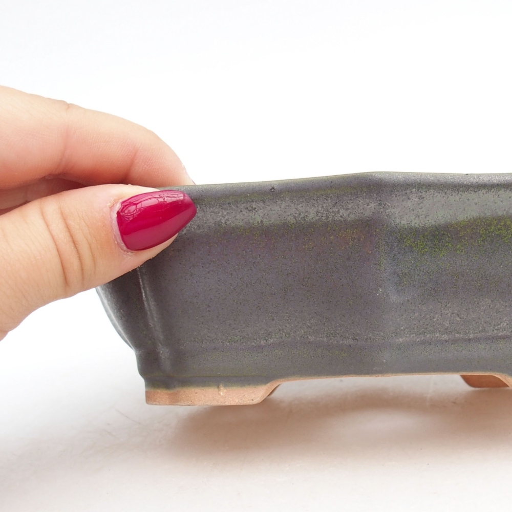 Kerámia bonsai tál 15,5 x 11,5 x 4,5 cm, zöld