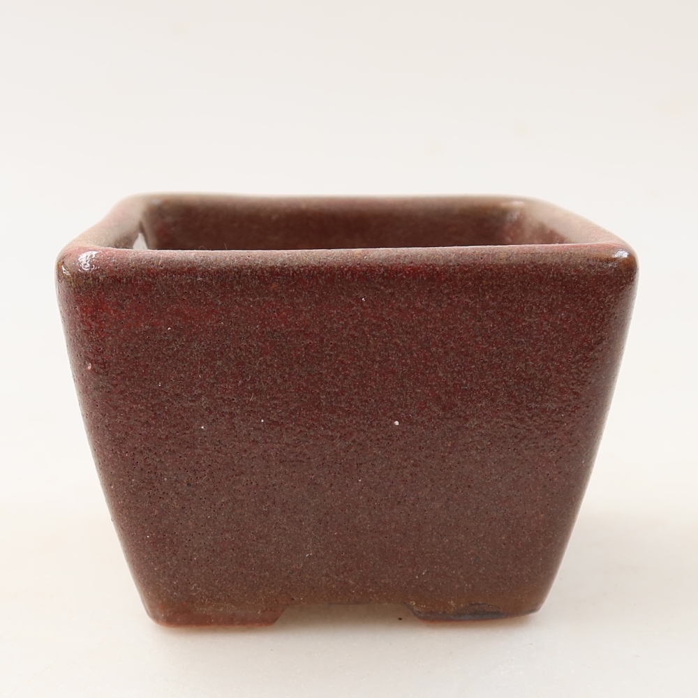 Kerámia bonsai-tál, 6,5 x 6,5 x 5 cm, barna színű