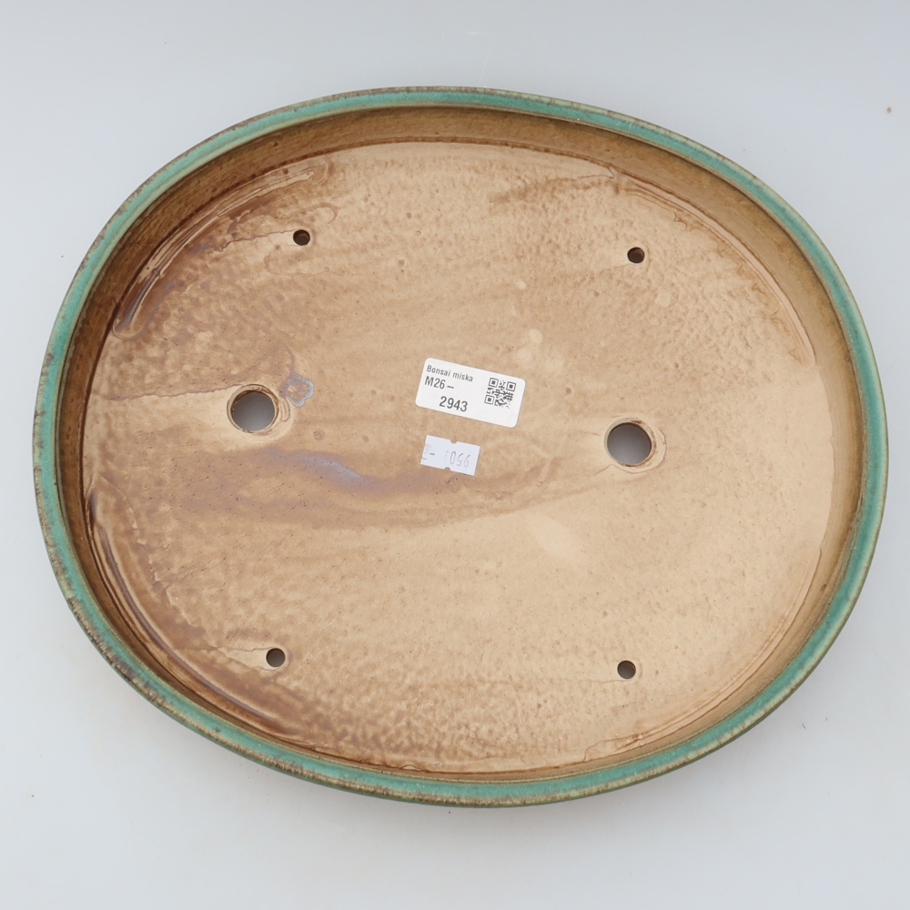 Kerámia bonsai tál 31 x 27 x 4,5 cm, zöld