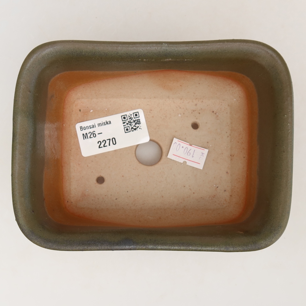 Kerámia bonsai tál 13,5 x 10,5 x 6 cm, zöld
