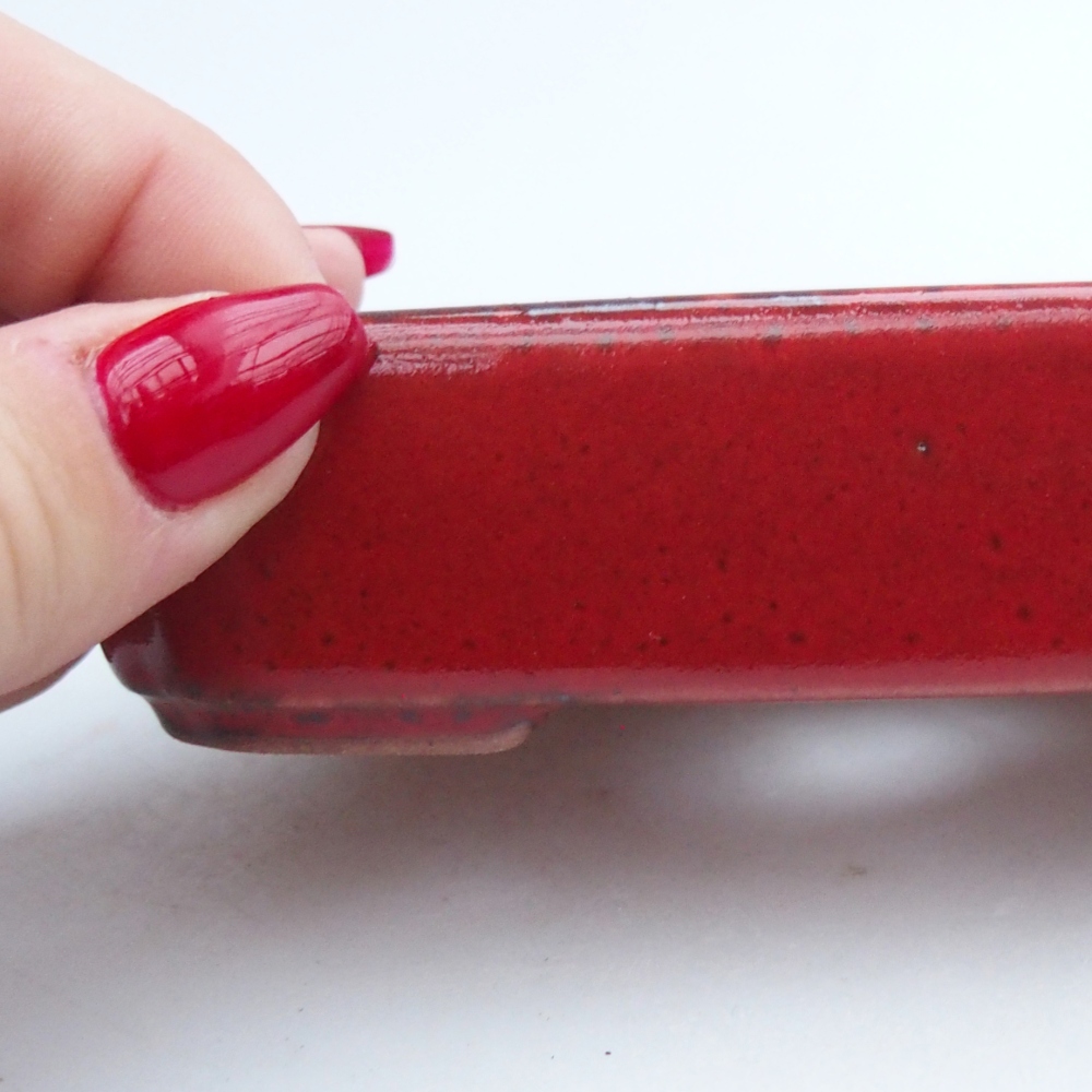 kerámia bonsai tál 12 x 9 x 3 cm, piros színben