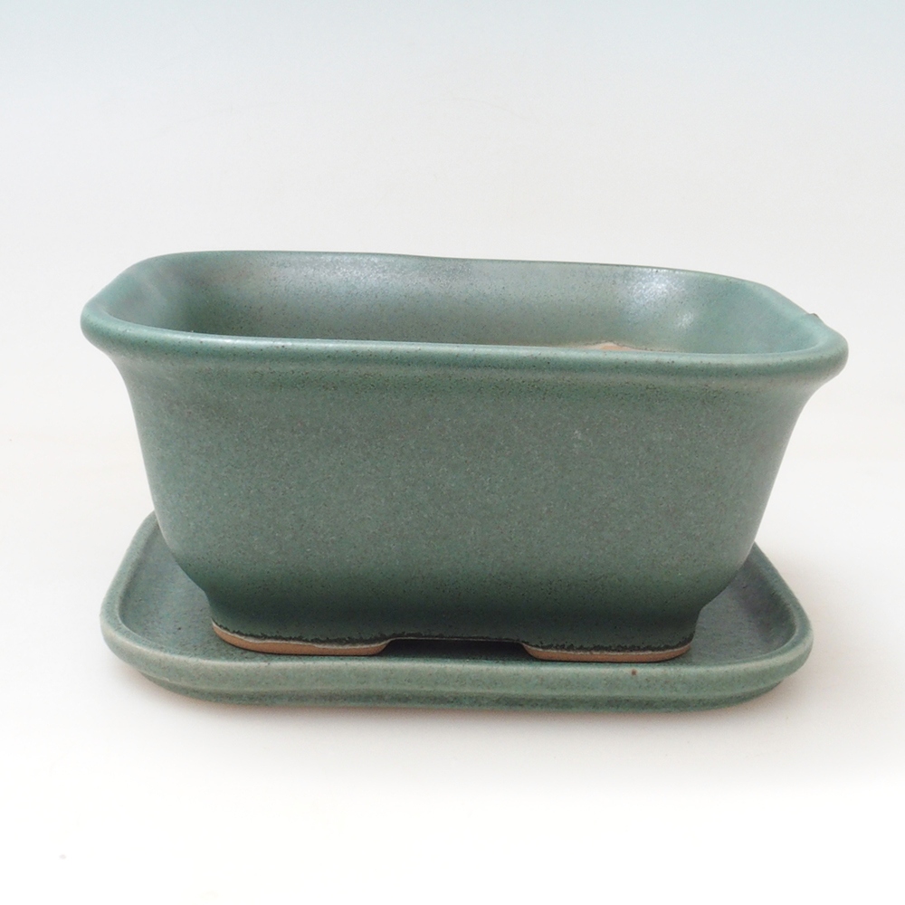Bonsai tál + csészealj H38 - 12x10x5,5 cm. - zöld