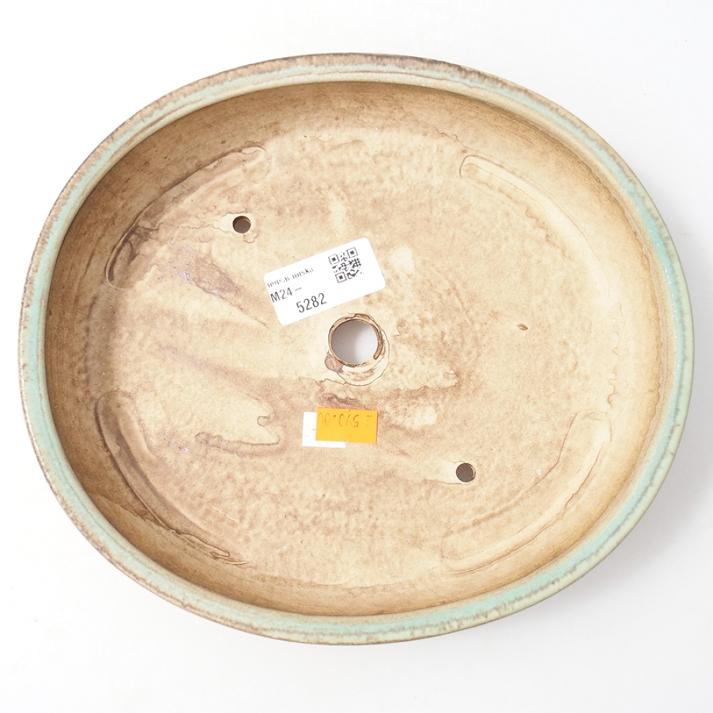 kerámia bonsai tál 22,5 x 20 x 4 cm, zöld