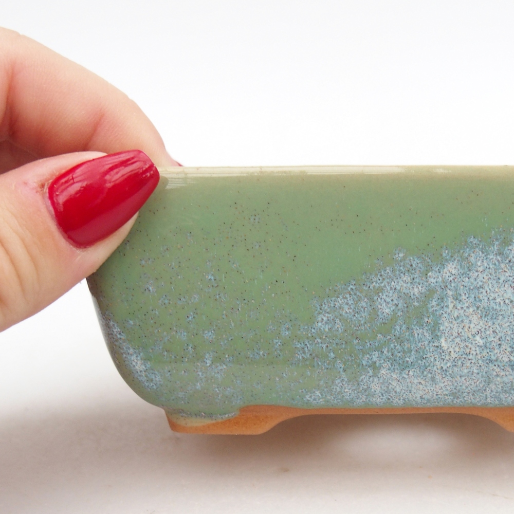 Kerámia bonsai tál 10,5 x 7,5 x 4,5 cm, zöld