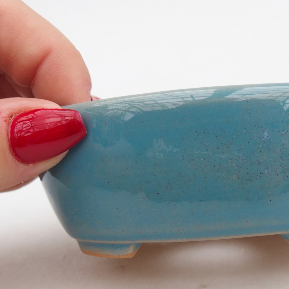 kerámia bonsai tál 9,5 x 7,5 x 3,5 cm, kék színű