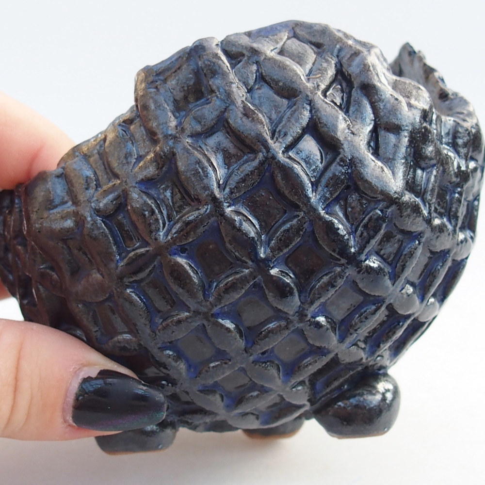 kerámia kagyló 10 x 9 x 8 cm , kék színű