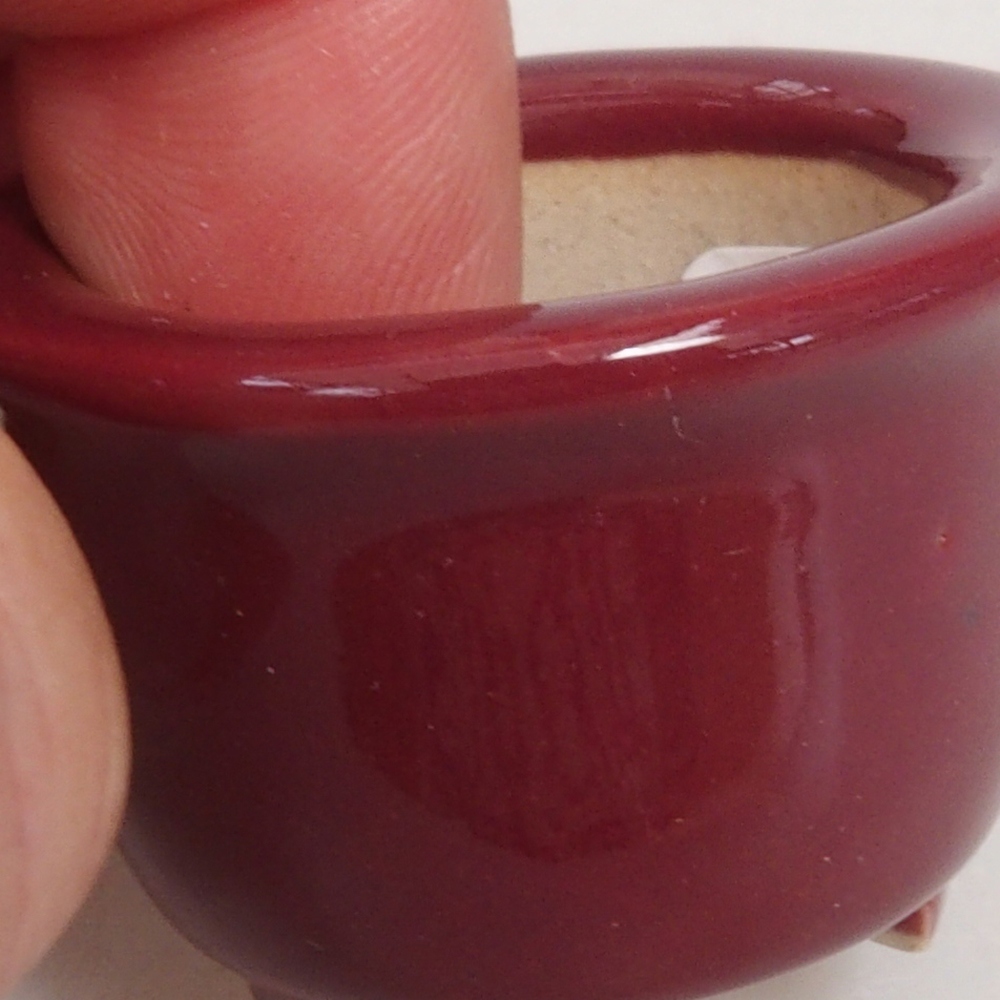 Mini bonsai tál 3,5 x 3,5 x 2,5 cm, bordó színben