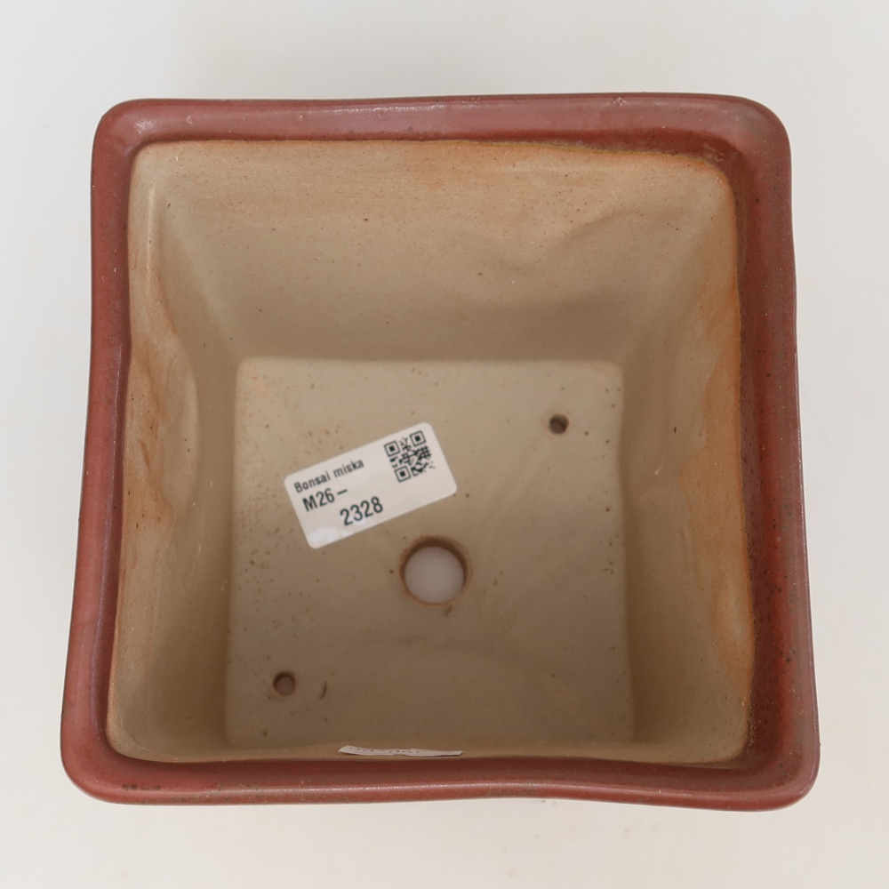 Kerámia bonsai tál, 13 x 13 x 14 cm, rózsaszín