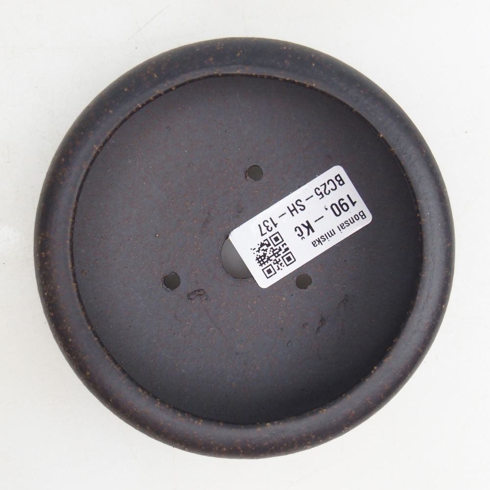 kerámia bonsai tál 11,5 x 11,5 x 4 cm, barnás okkersárga színben