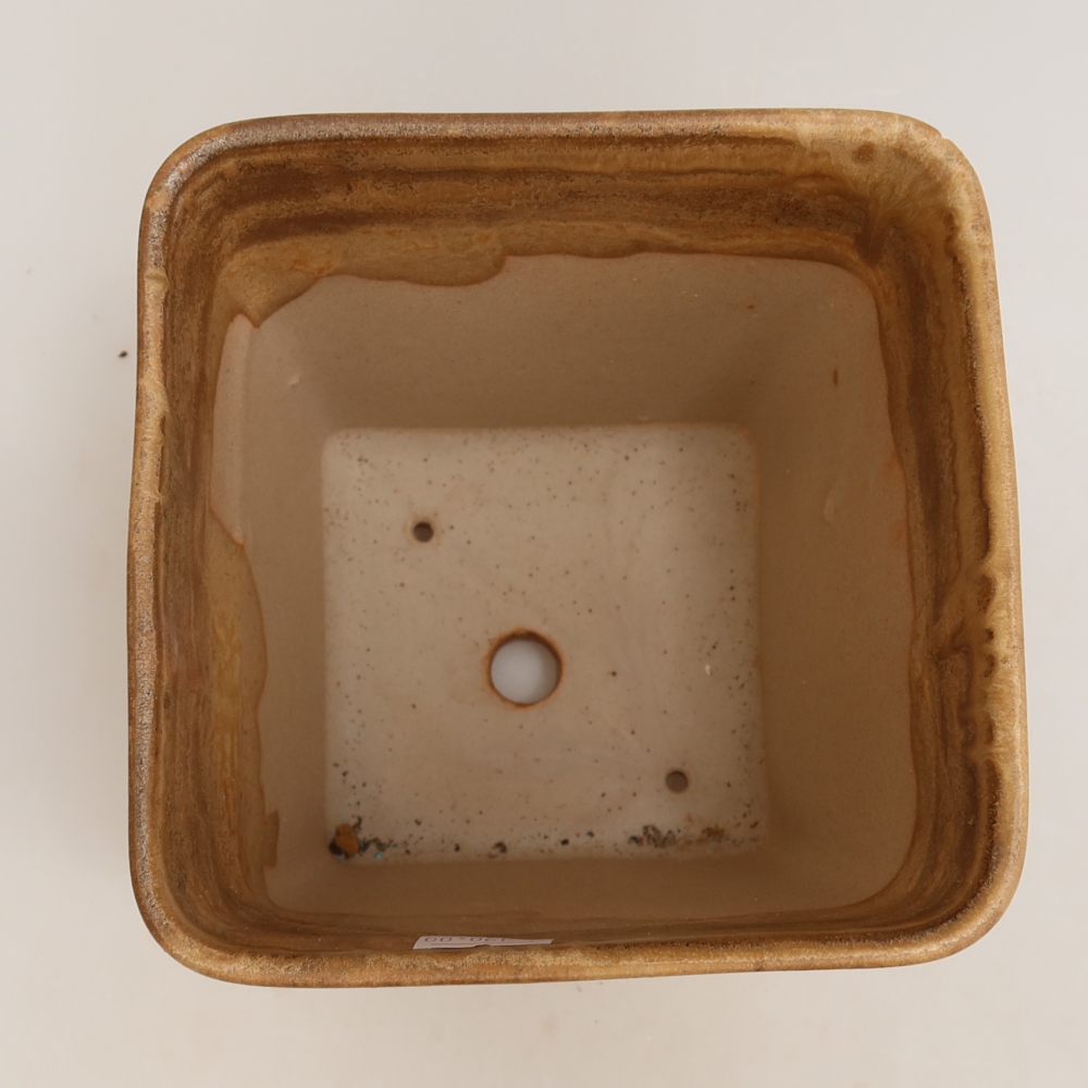 Kerámia bonsai-tál, 13,5 x 13,5 x 15 cm, bézs színű