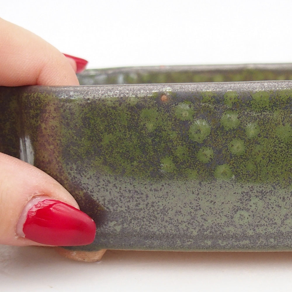 kerámia bonsai tál 16 x 11,5 x 4,5 cm, zöld