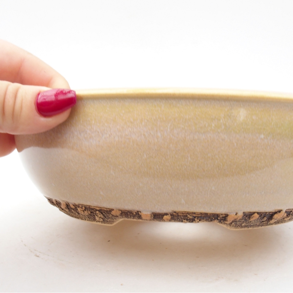 kerámia bonsai tál 19,5 x 19,5 x 6 cm, bézs színű