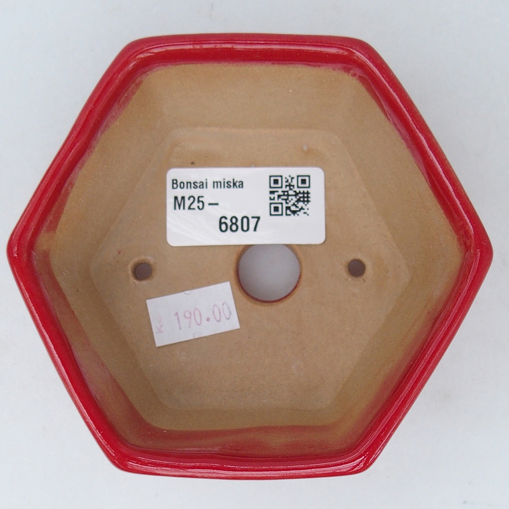 kerámia bonsai tál 10,5 x 9,5 x 5 cm, piros színben