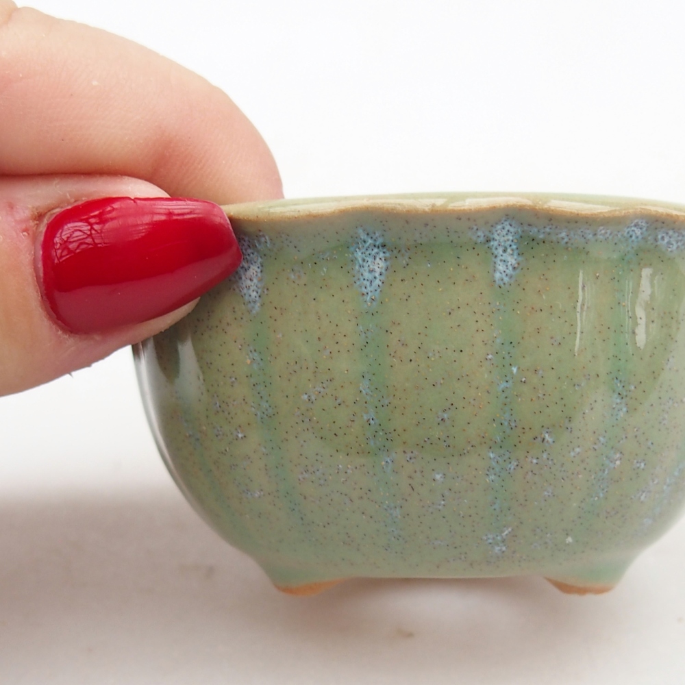 Kerámia bonsai tál 7 x 8,5 x 3,5 cm, zöld