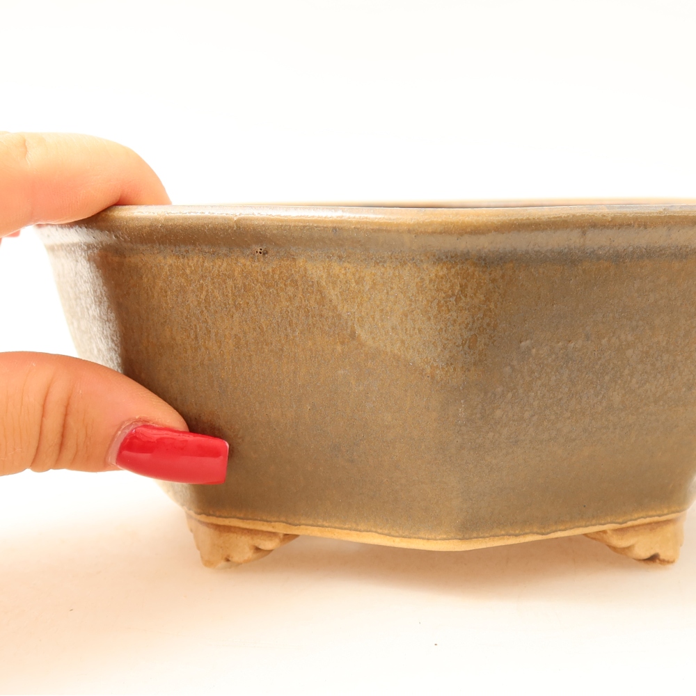Kerámia bonsai tál, 17 x 16 x 6,5 cm, barna színű