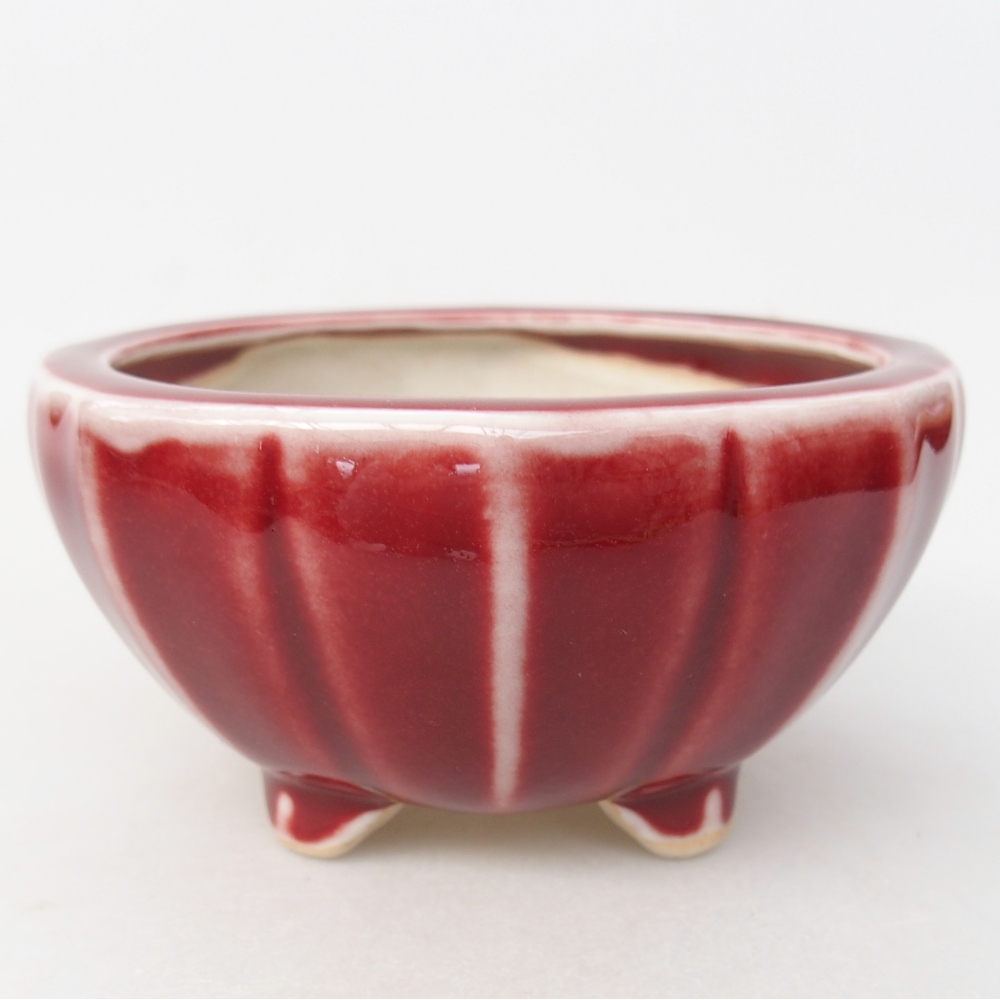 kerámia bonsai tál 11 x 11 x 5,5 cm, piros színben