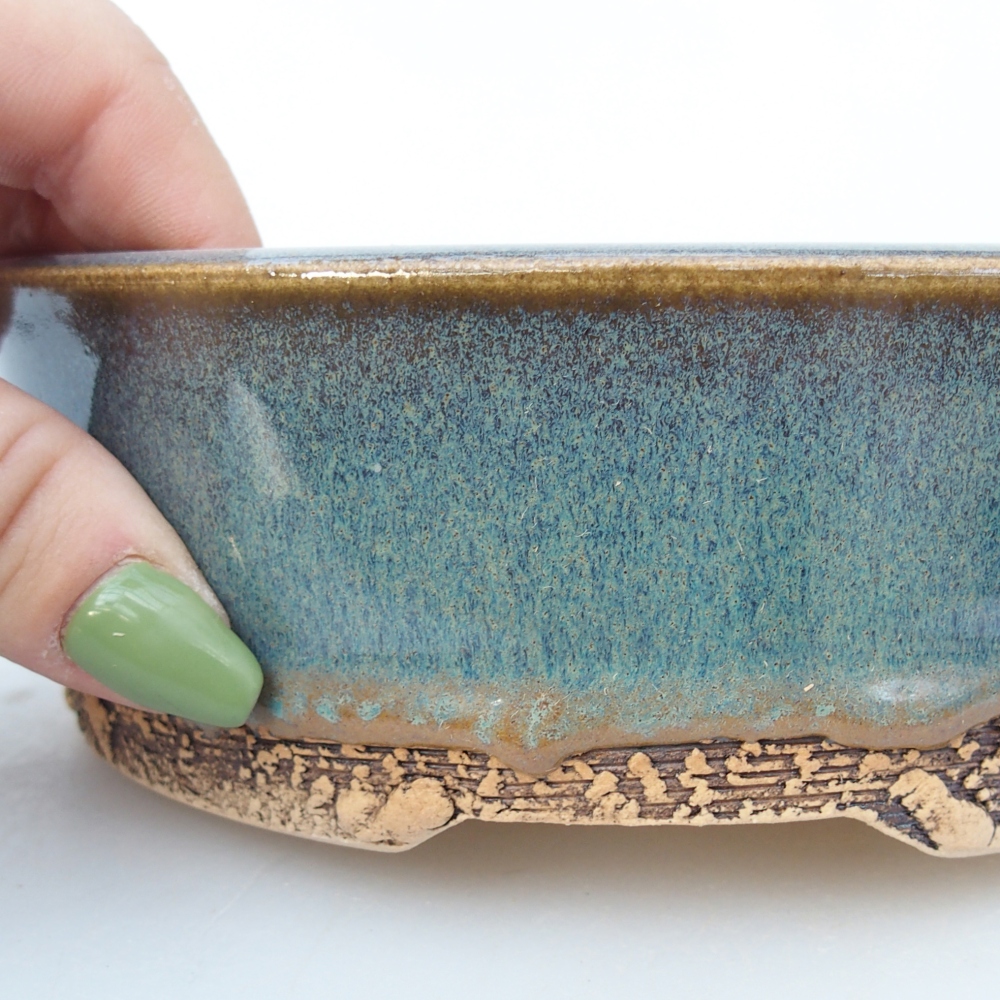 kerámia bonsai tál 15,5 x 15,5 x 5 cm, kék-szürke