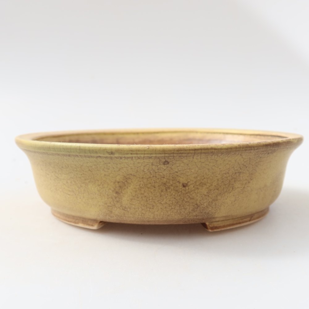 Kerámia bonsai-tál 15,5 x 14,5 x 4 cm, sárga színű