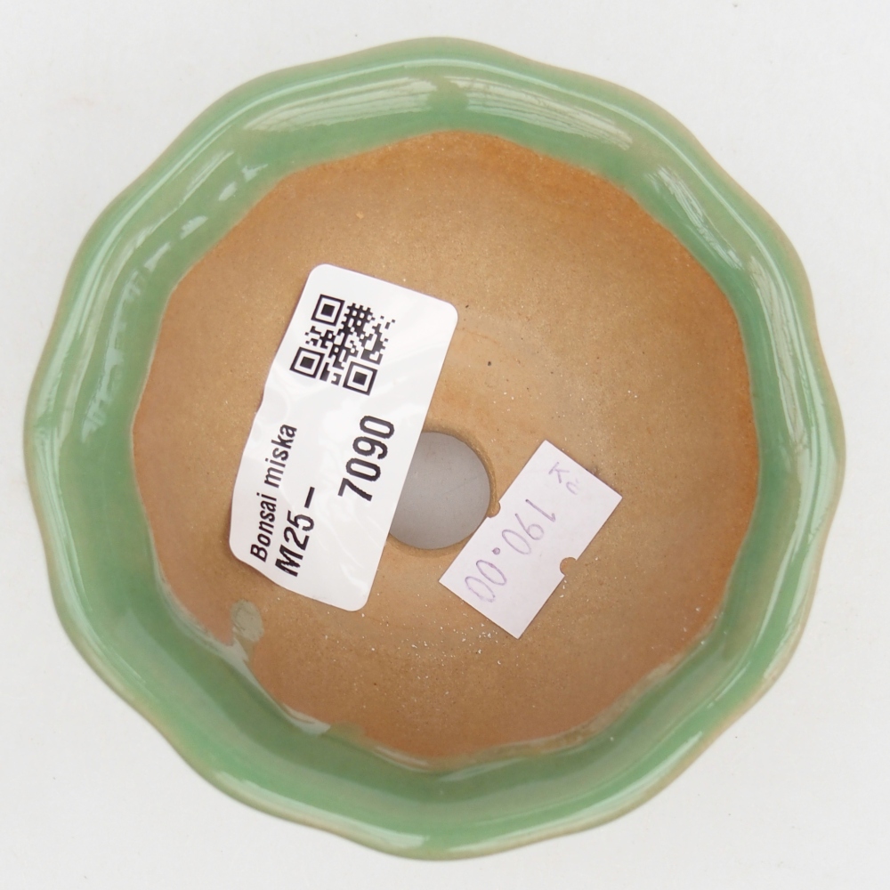 Kerámia bonsai tál 8,5 x 8,5 x 4,5 cm, zöld
