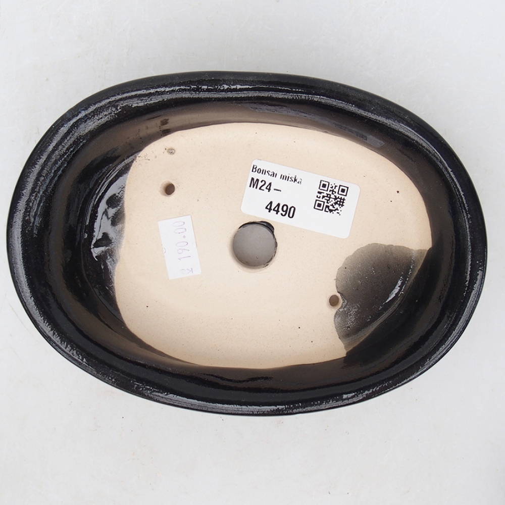 kerámia bonsai tál 15 x 11 x 3,5 cm, fekete színű