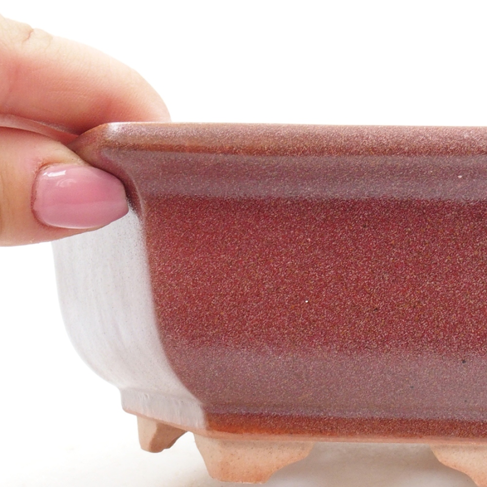 kerámia bonsai tál 14 x 11 x 4 cm, bordó színű