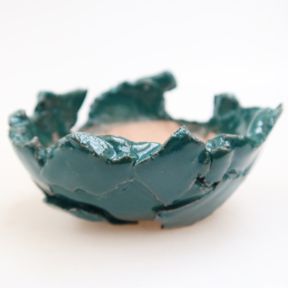 Kerámia héj  10,5 x 10,5 x 6 cm, zöld színű