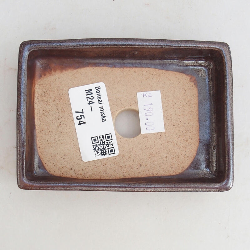 kerámia bonsai tál 10,5 x 7,5 x 2 cm, barna